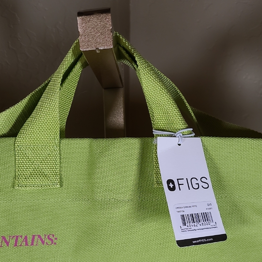 Figs Limited Edition Matcha A Very Large Needle Canvas Tote with Pink Lettering - Picture 4 of 14